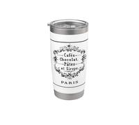 Parigi, cartello vintage Chocolat Pate Cafe Bicchiere termico in acciaio inox doppia parete