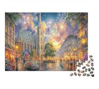 Parigi Cathedral Scene Bundle Di Puzzle Da 1000 Pezzi, Per Bambini E Adulti, Cartone Riciclato,Parigi Night Landscape Artregalo Per Tutta La Famiglia, Decorazione Di Festa 70x50cm/1000pcs