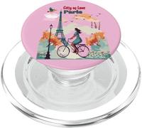 Parigi Città dell'Amore, la Torre Eiffel, Ragazza in Bicicletta PopSockets PopGrip per MagSafe