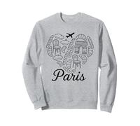 Parigi, croissant, pane, cuore, linea, arte, illustrazione, viaggio Felpa