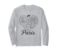 Parigi, croissant, pane, cuore, linea, arte, illustrazione, viaggio Maglia a Manica