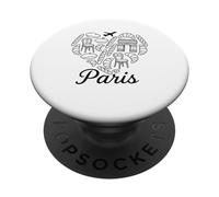 Parigi, croissant, pane, cuore, linea, arte, illustrazione, viaggio PopSockets PopGrip Adesivo