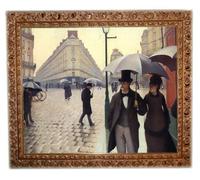Parigi di Caillebotte Stampa su tela eff. dipinto Cornice in legno in oro da cm7