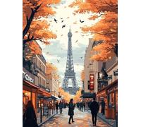 Parigi Dipingere con i Numeri Bambini 5 anni, Kit Pittura Adulti con i Numeri su Tela, Color by Number Paesaggio con Pennelli e Colori Acrilici, DIY Passatempo per Adulti, Decor Home 70x90cm YH-294