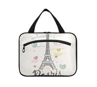 Parigi disegnato a mano appeso borsa da viaggio kit da toeletta con gancio, organizzatore cosmetico multifunzionale di design per il viaggio must-have campeggio estuche para maquillaje, Parigi