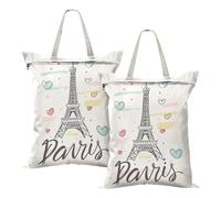 Parigi disegnato a mano sacchetto impermeabile della lavanderia di viaggio borse bagnate per il nuoto sporco lavanderia borsa da viaggio con maniglia 2 pack