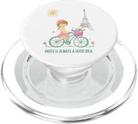 Parigi è sempre una buona idea Ragazza carina in bicicletta PopSockets PopGrip per MagSafe