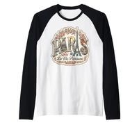 Parigi Francia Floreale Torre Eiffel Cafe Grafica Maglia con Maniche Raglan