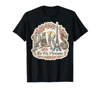 Parigi Francia Floreale Torre Eiffel Cafe Grafica Maglietta
