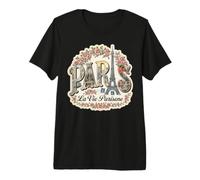 Parigi Francia Floreale Torre Eiffel Cafe Grafica Maglietta Premium