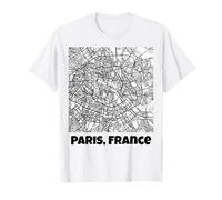 Parigi Francia Mappa Souvenir Viaggiatore Backpacker Ragazzi Giovani Maglietta
