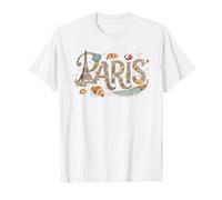 Parigi Francia monumenti iconici Tipografia Arte Viaggio Souvenir Maglietta