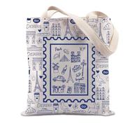 Parigi Francia Regalo Vacanze Estive a tema Parigi Viaggio Souvenir Regali Torre Eiffel Viaggio Tote Bag, Stamp Parigi Regno Unito, 0