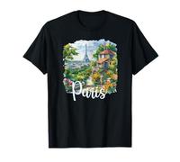 Parigi Francia Torre Eiffel Distante Calma Acquer Maglietta