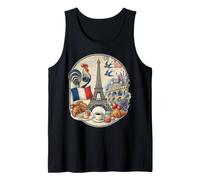 Parigi Francia Torre Eiffel Gallo Croissant caffè Vintage G Canotta
