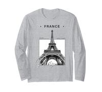 Parigi Francia Torre Eiffel Minimalista Souvenir di Viaggio Maglia a Manica
