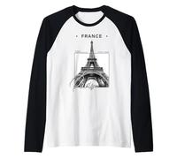 Parigi Francia Torre Eiffel Minimalista Souvenir di Viaggio Maglia con Maniche Raglan