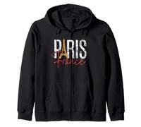 Parigi Francia Torre Eiffel Script Distressed Print Felpa con Cappuccio