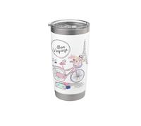Parigi Francia Torre Eiffel Souvenir Donne Ragazza Biciclett Bicchiere termico in acciaio inox doppia parete