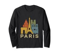 Parigi Francia Viaggio Souvenir Città Vintage Turistico Maglia a Manica