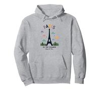 Parigi in Estate Stravagante Torre Eiffel Felpa con Cappuccio, Unisex per Adulti, Grigio Melange, L