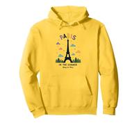 Parigi in Estate Stravagante Torre Eiffel Felpa con Cappuccio, Unisex per Adulti, Limone, L