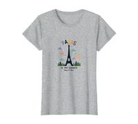 Parigi in Estate Stravagante Torre Eiffel Maglietta, Donna, Grigio Melange, L
