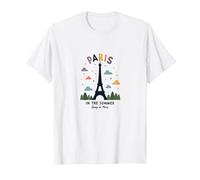 Parigi in Estate Stravagante Torre Eiffel Maglietta, Uomo, Bianco, L