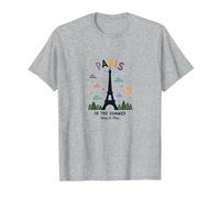Parigi in Estate Stravagante Torre Eiffel Maglietta, Uomo, Grigio Melange, L