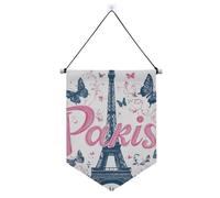 Parigi Pratico striscione in tessuto disegnato da appendere con asta telescopica banner da cortile decorazioni per esterni per porte, pareti, finestre, giardini, cortile