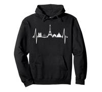 Parigi Skyline Heartbeat Torre Eiffel Francia I Love Paris Felpa con Cappuccio