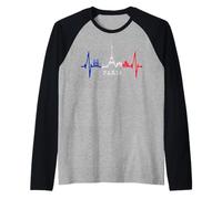 Parigi Skyline Heartbeat Torre Eiffel Francia I Love Paris Maglia con Maniche Raglan