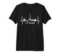 Parigi Skyline Heartbeat Torre Eiffel Francia I Love Paris Maglietta Premium