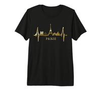 Parigi Skyline Heartbeat Torre Eiffel Francia I Love Paris Maglietta Premium