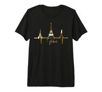 Parigi Skyline Heartbeat Torre Eiffel Francia I Love Paris Maglietta Premium