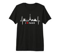 Parigi Skyline Heartbeat Torre Eiffel Francia I Love Paris Maglietta Premium