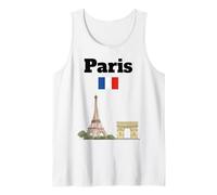 Parigi Souvenir Torre Eiffel Arc De Triomphe Bandiera Francese Canotta