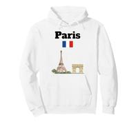 Parigi Souvenir Torre Eiffel Arc De Triomphe Bandiera Francese Felpa con Cappuccio