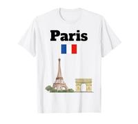 Parigi Souvenir Torre Eiffel Arc De Triomphe Bandiera Francese Maglietta