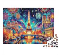 Parigi Starry Night Puzzle Da 1000 Pezzi Per Adulti, Carta Riciclata Premium, Cartone Resistente,Decorazione al neon Notre Dame Arredamento Interno, Sfida Mentale, Gioco Educativo 52x38cm/1000pcs