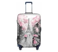 Parigi Street Torre Eiffel Rosa Floreale Bagagli Valigia Trolley Protettore Elastico Lavabile Anti Graffio Fit 45-81 Pollici, bianco, S