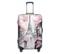 Parigi Street Torre Eiffel rosa floreale copertura protettiva per trolley, antigraffio, copertura per bagagli, 45-81 cm, adatta per viaggi, viaggi di lavoro, bianco, S