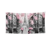 Parigi Street Torre Eiffel Rosa Stampa Floreale Festa Banner Per Incontri Festival Decorazione Resistente ai raggi UV Adatto Halloween Bar Soggiorno Spazi