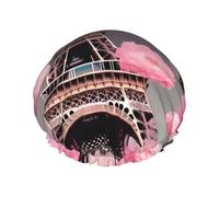 Parigi Street Torre Eiffel rosso stampa floreale cuffia da doccia per le donne leggera riutilizzabile morbido doppio strato impermeabile a prova di perdite.