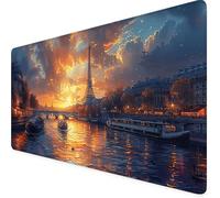 Parigi Tappetino Mouse xxl 700 x 300 mm, Esteso Tappetino Mouse Colore arancione Con Base in Gomma Naturale Antiscivolo, Bordi Cuciti Tappeto Scrivania per PC Migliora Precisione e Velocità r1-12N