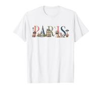 Parigi Torre Eiffel caffè Romantico Francia Chic Illustrazione Maglietta con Stampa Grafica Economica