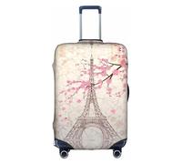 Parigi Torre Eiffel Fiori Fioritura Bagagli Valigia Trolley Protettore Elastico Lavabile Anti Graffio Fit 45-81 cm, bianco, L