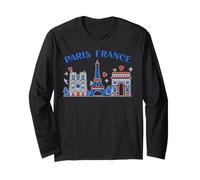 Parigi Torre Eiffel Notre Dame Arc De Triomphe Art Souvenir Maglia a Manica