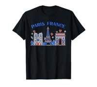 Parigi Torre Eiffel Notre Dame Arc De Triomphe Art Souvenir Maglietta