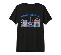 Parigi Torre Eiffel Notre Dame Arc De Triomphe Art Souvenir Maglietta Premium